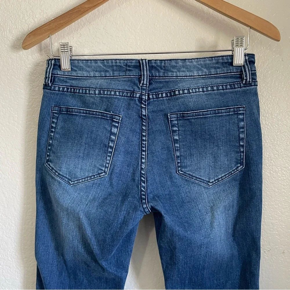 AMO Twist Mid Rise Ankle Crop Denim Blue Jeans Raven Ink A05203 Size 27 Anthro